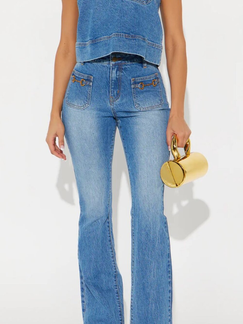 Denim Piece Set (medium wash) - Size L